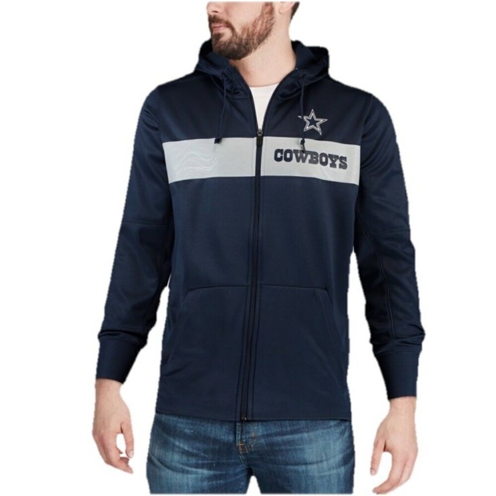 Nike Men's Sz S Navy Dallas Cowboys Team Sideline Full Zip Performance Hoodie
